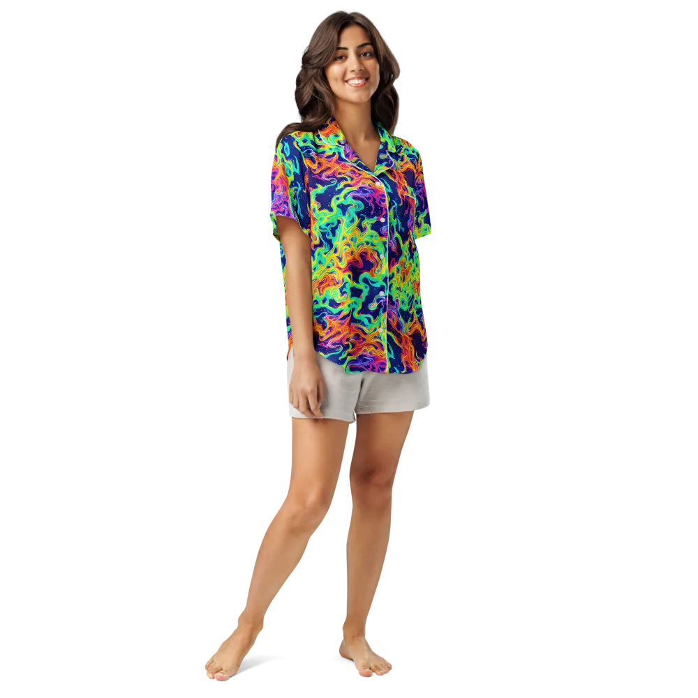 Hypercolor Whirlpool on Women's Short Sleeve Pajama Top — Front