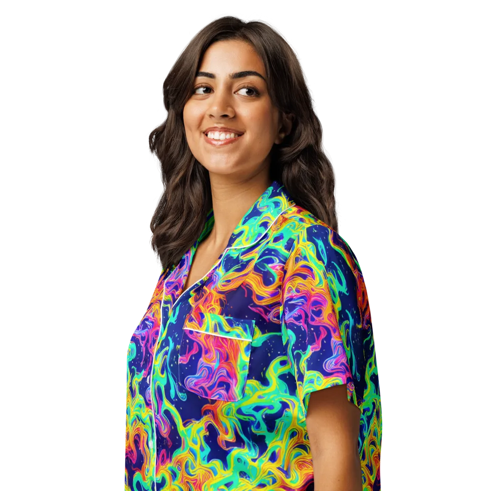 Hypercolor Whirlpool on Women's Short Sleeve Pajama Top — Left Front