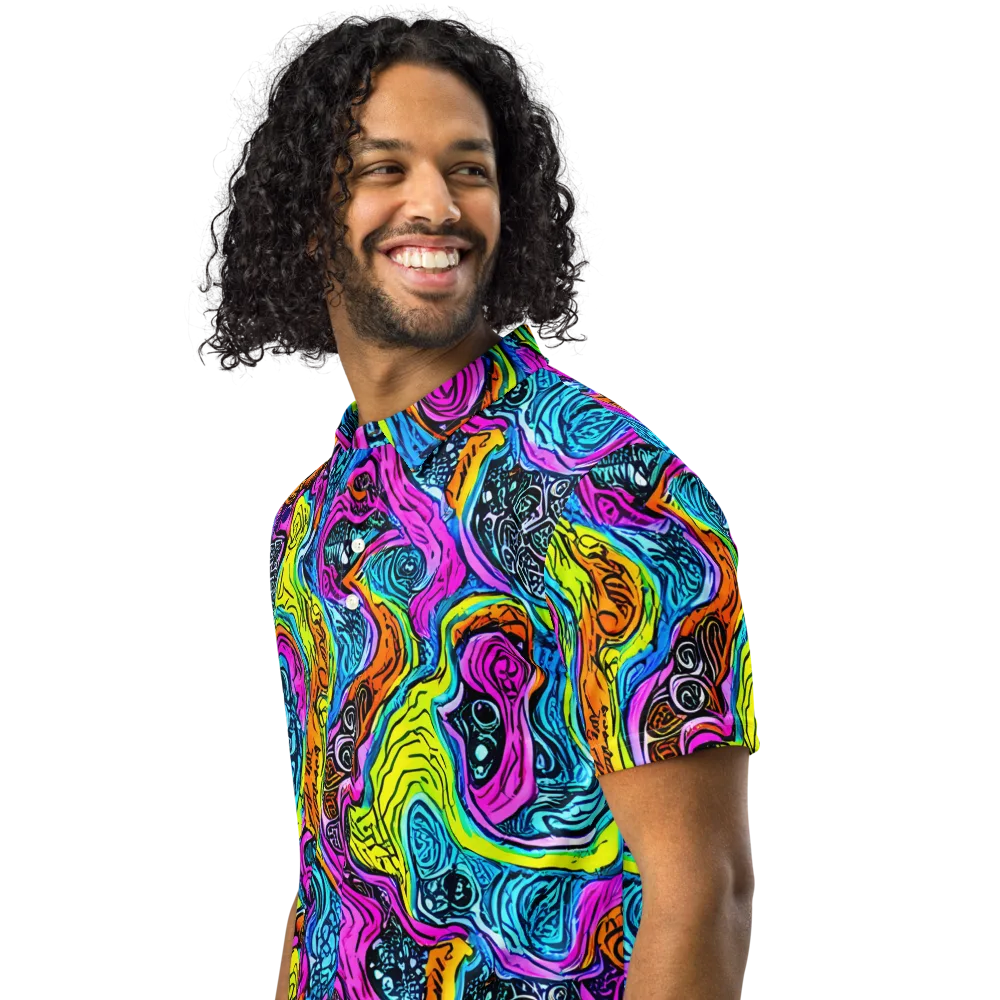 Prism Reef on Men's Slim Fit Polo Shirt — Left Front