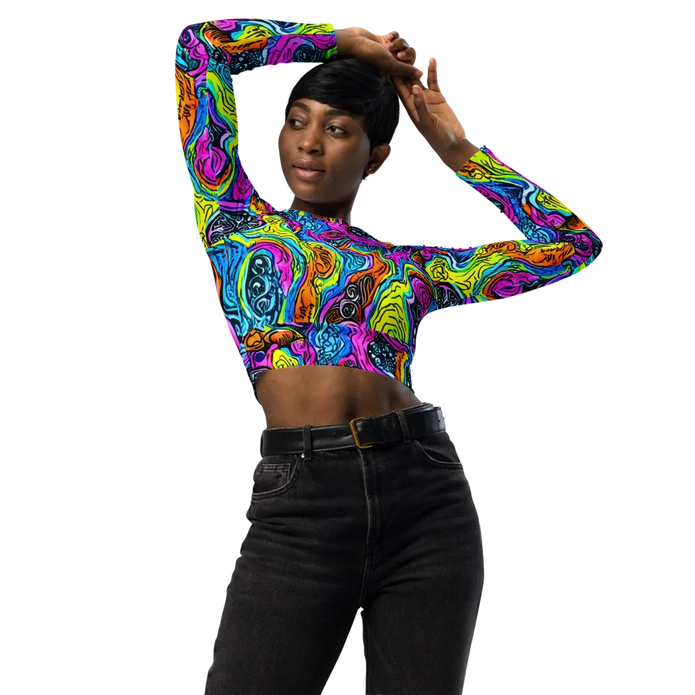 Prism Reef on Long Sleeve Crop Top — Front