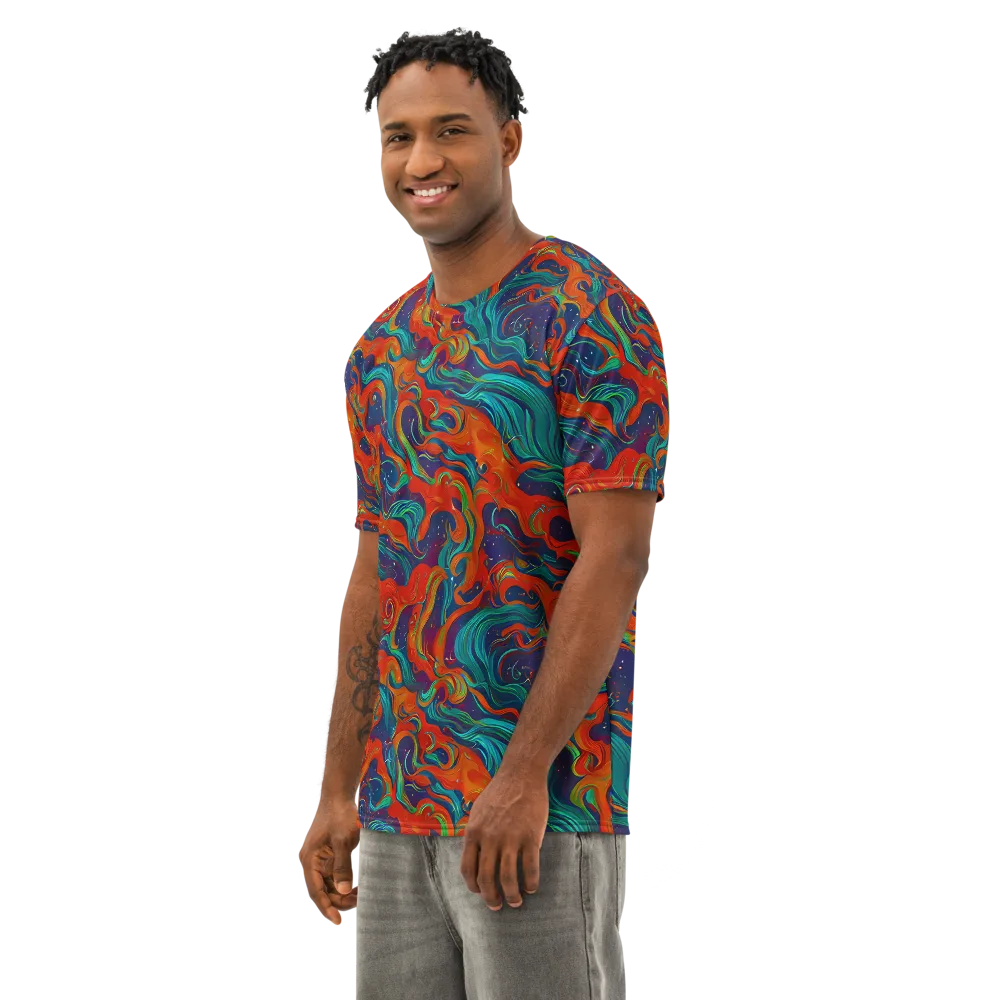 Aurora Furnace on Men's Cotton Crew Neck T-Shirt — Left Front