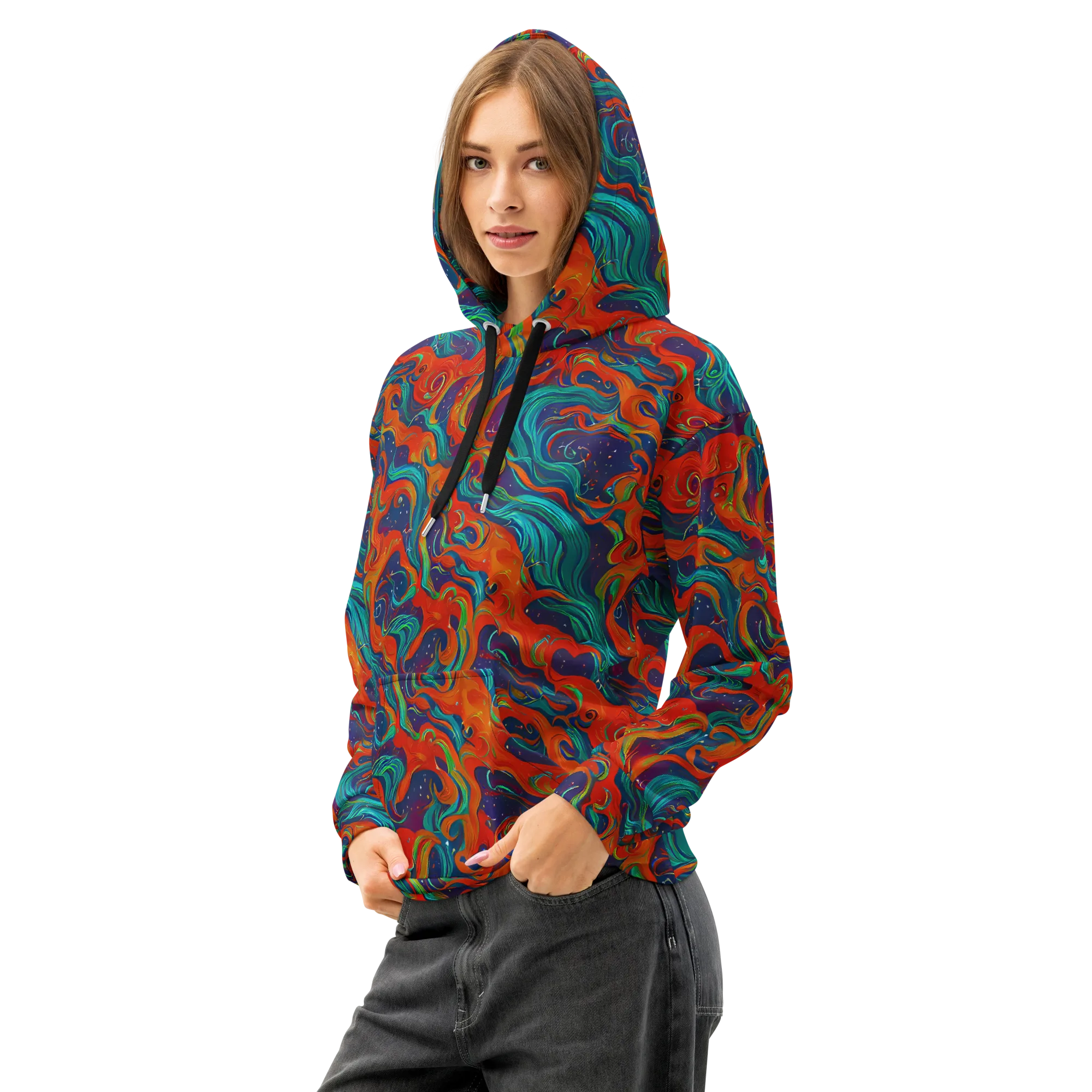 Aurora Furnace on Cotton Hoodie — Left Front