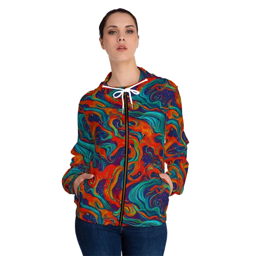 Aurora Furnace on Women's Full-Zip Hoodie — Front On Person
