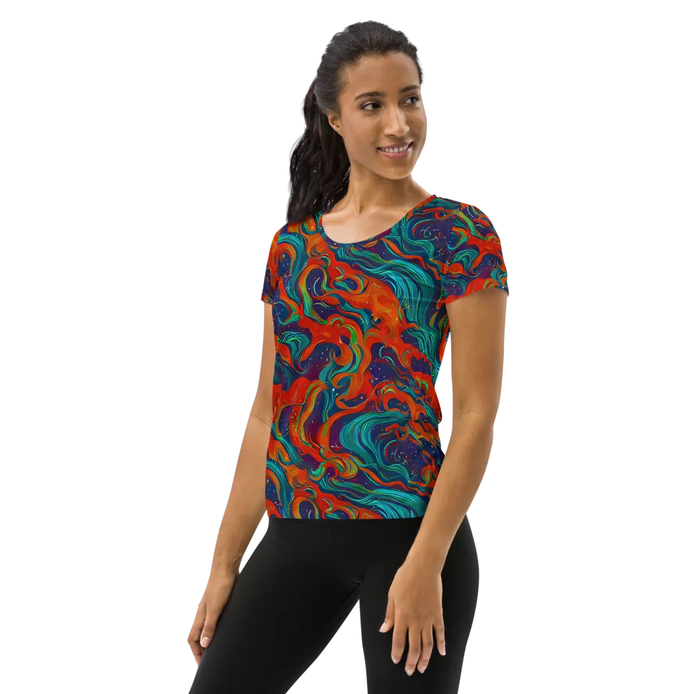 Aurora Furnace on Women's Athletic T-Shirt — Left