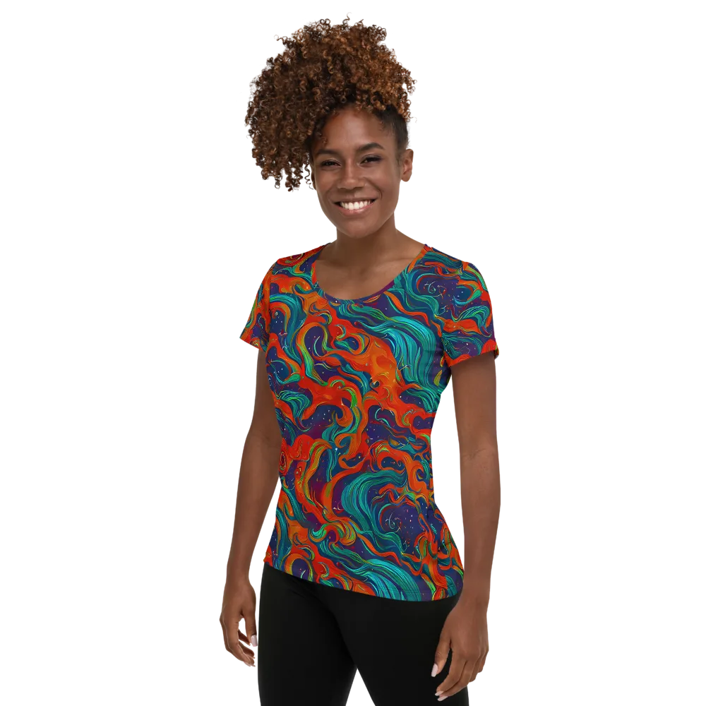 Aurora Furnace on Women's Athletic T-Shirt — Left
