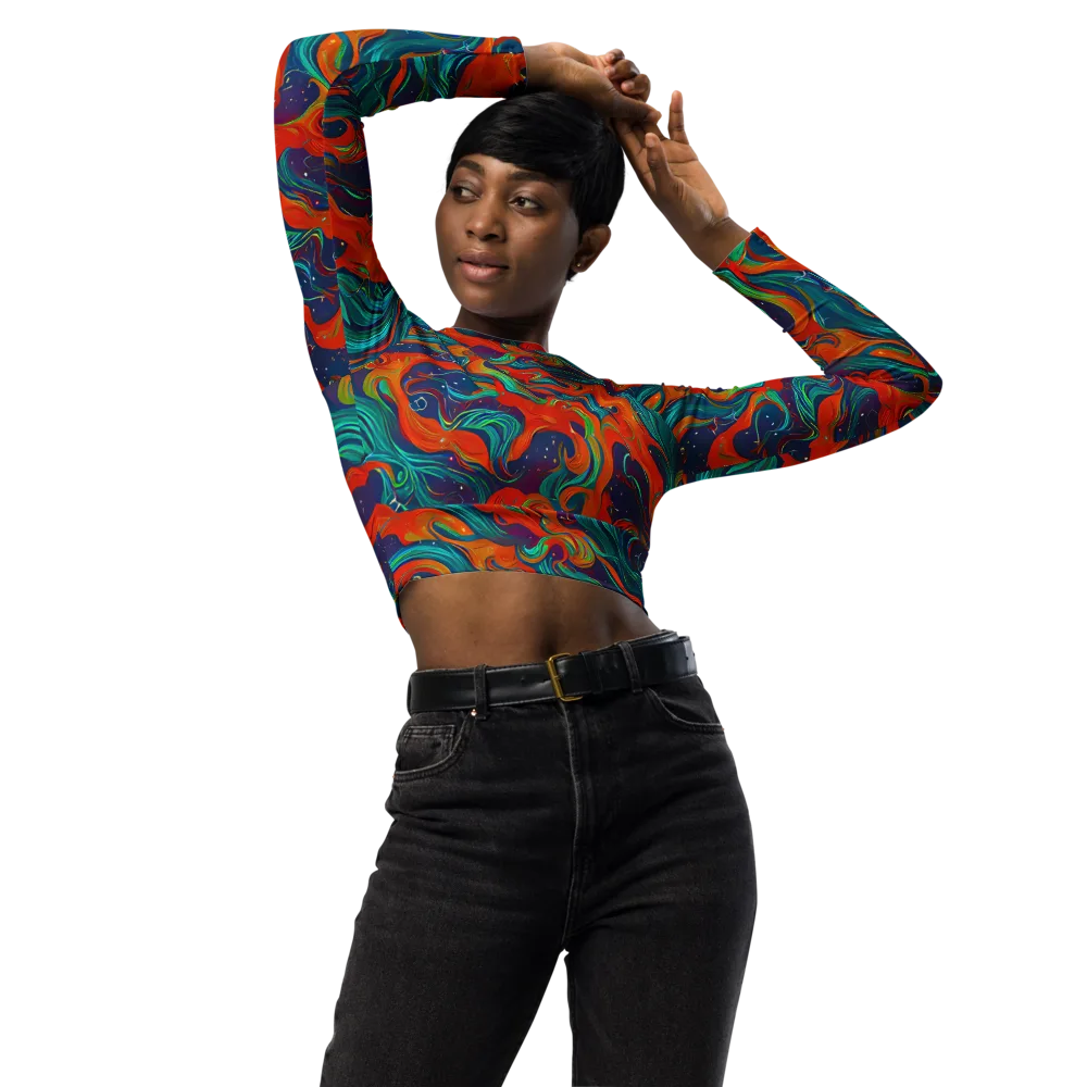 Aurora Furnace on Long Sleeve Crop Top — Front