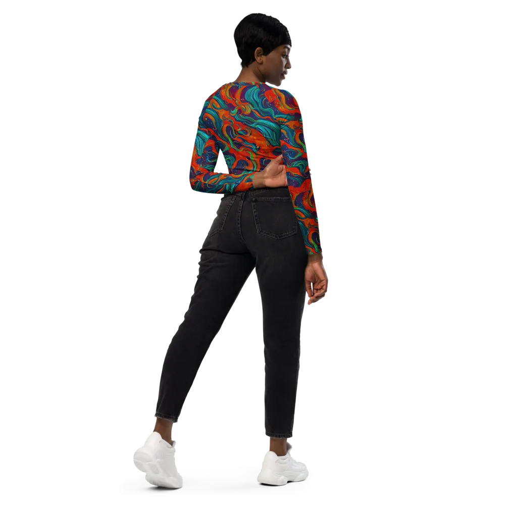 Aurora Furnace on Long Sleeve Crop Top — Right Back
