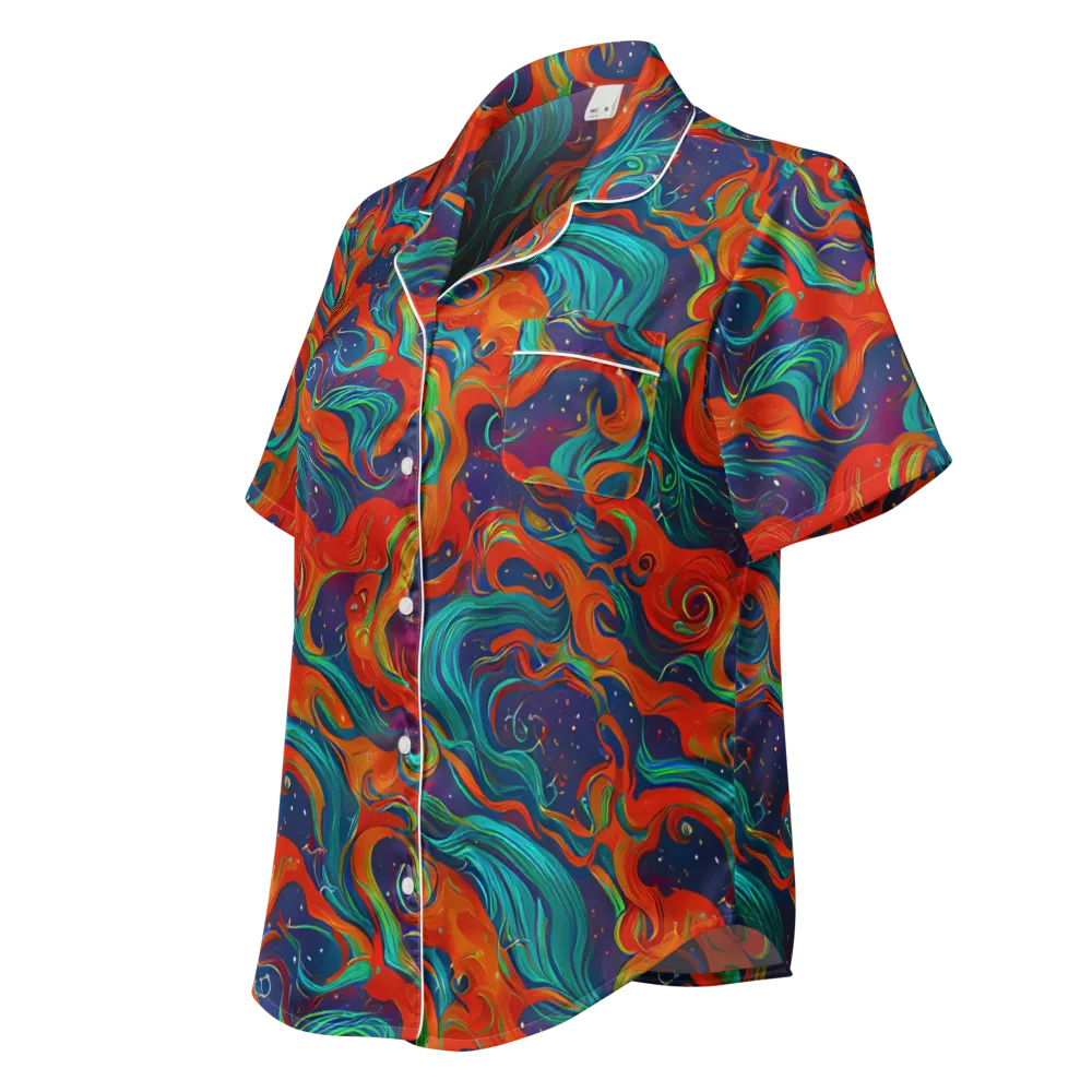 Aurora Furnace on Women's Short Sleeve Pajama Top — Left Front