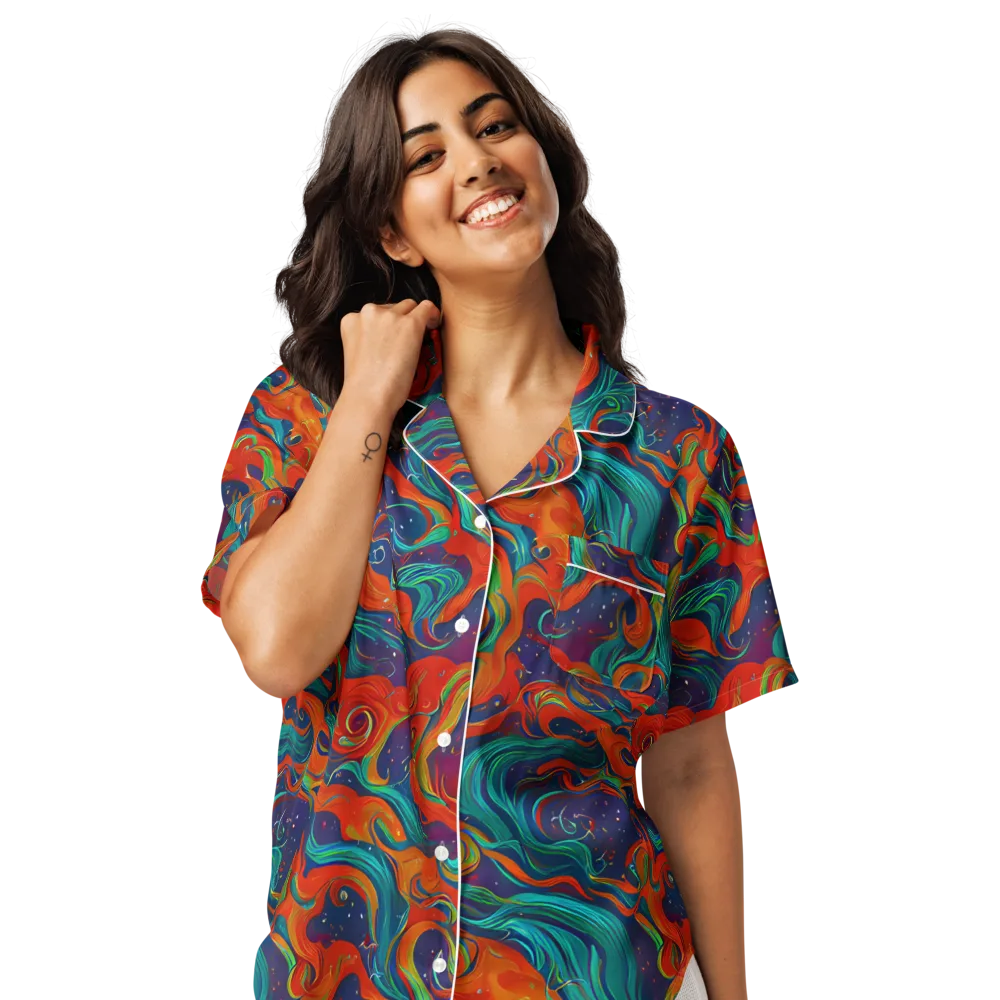 Aurora Furnace on Women's Short Sleeve Pajama Top — Front