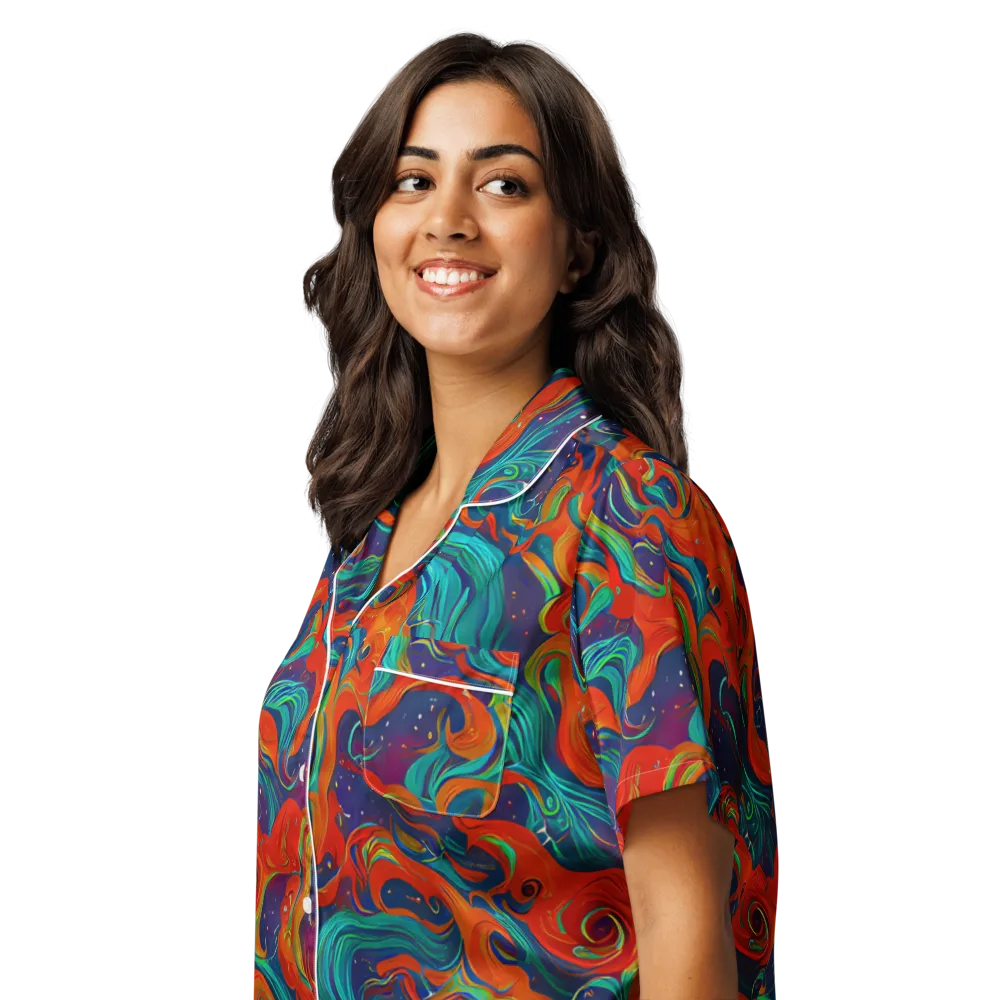 Aurora Furnace on Women's Short Sleeve Pajama Top — Left Front