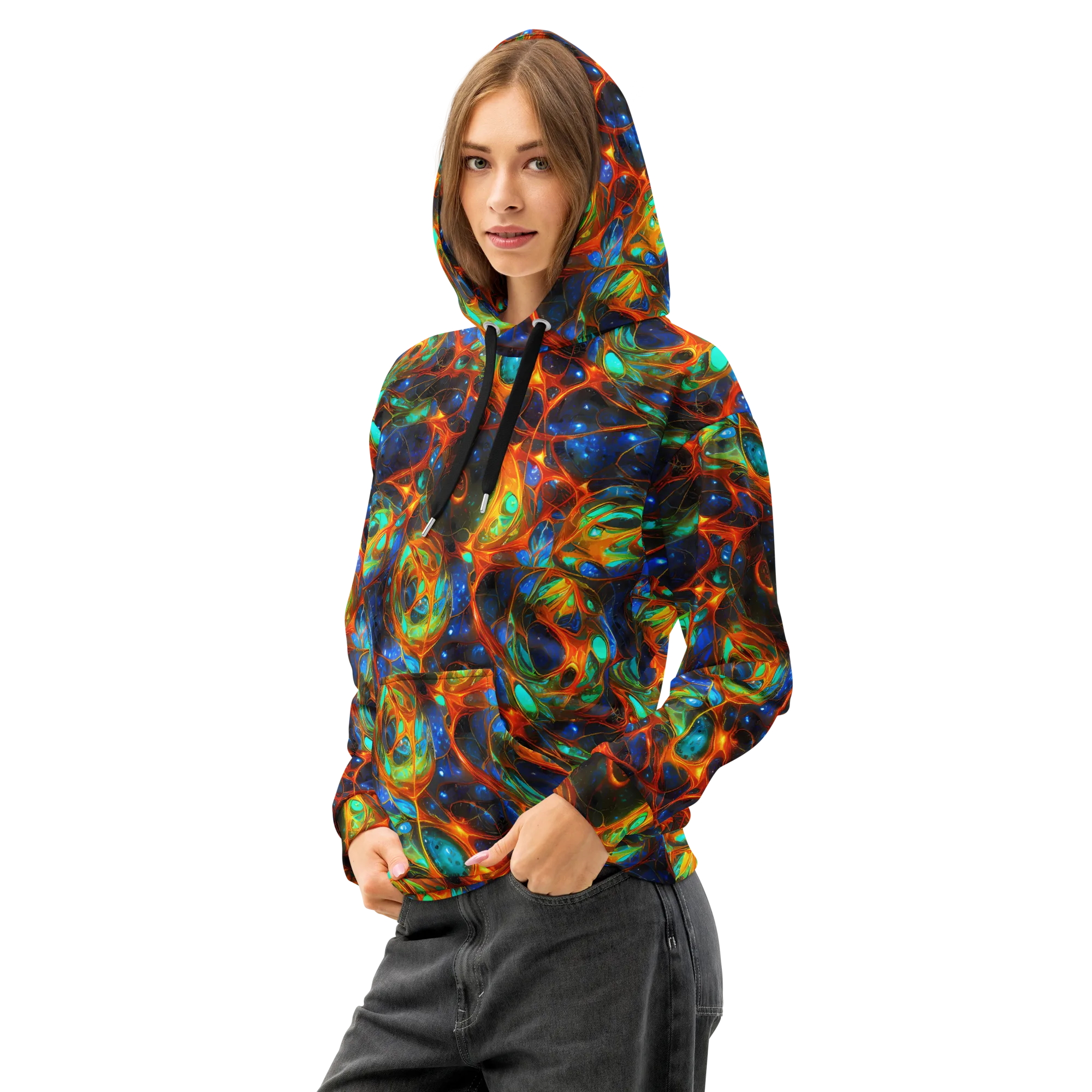 Cobalt Organics on Cotton Hoodie — Left Front
