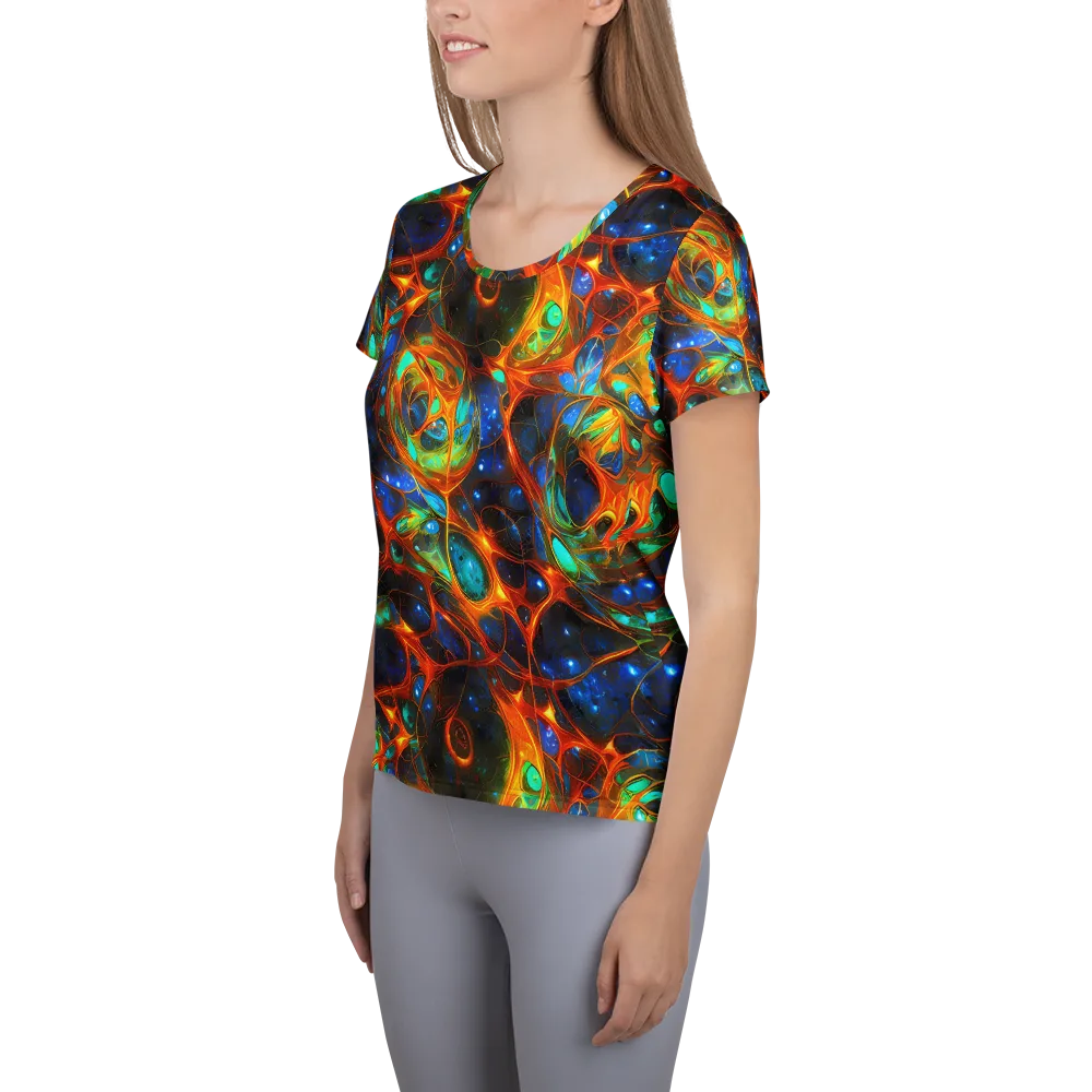 Cobalt Organics on Women's Athletic T-Shirt — Left