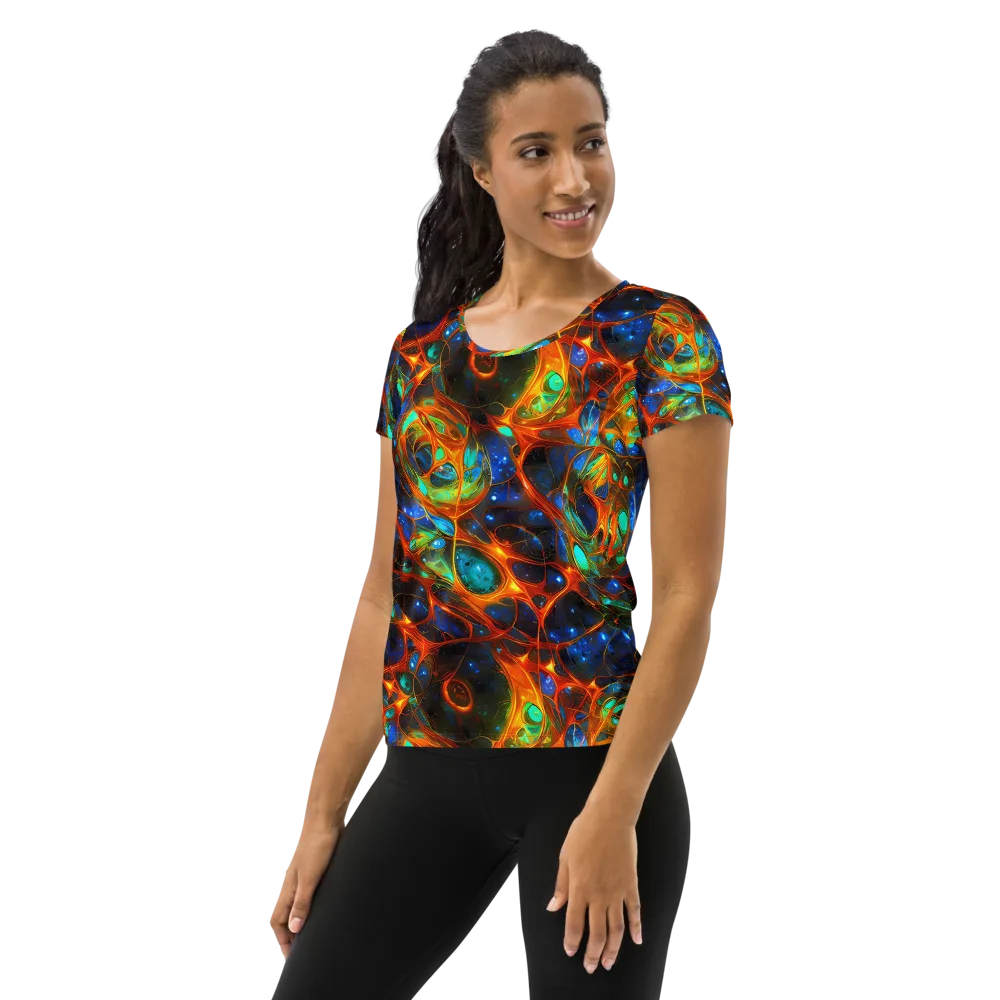 Cobalt Organics on Women's Athletic T-Shirt — Left