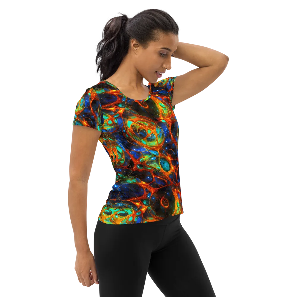 Cobalt Organics on Women's Athletic T-Shirt — Right