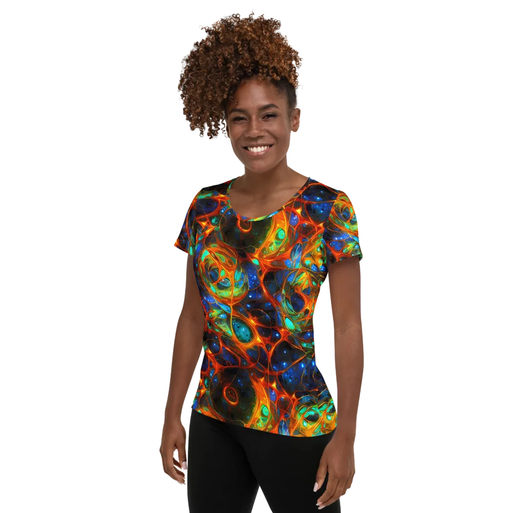 Cobalt Organics on Women's Athletic T-Shirt — Left