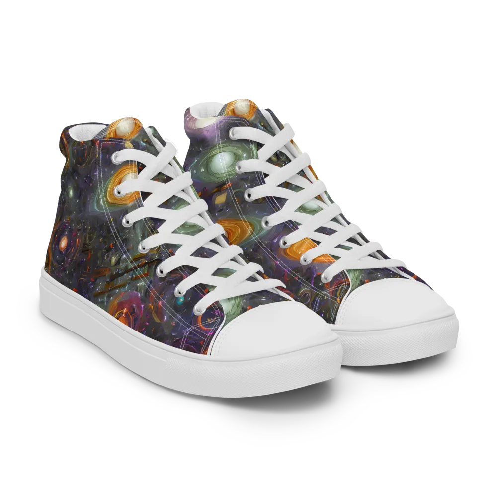 Nebula Bazaar on Men's High Top Canvas Shoes — Right Front