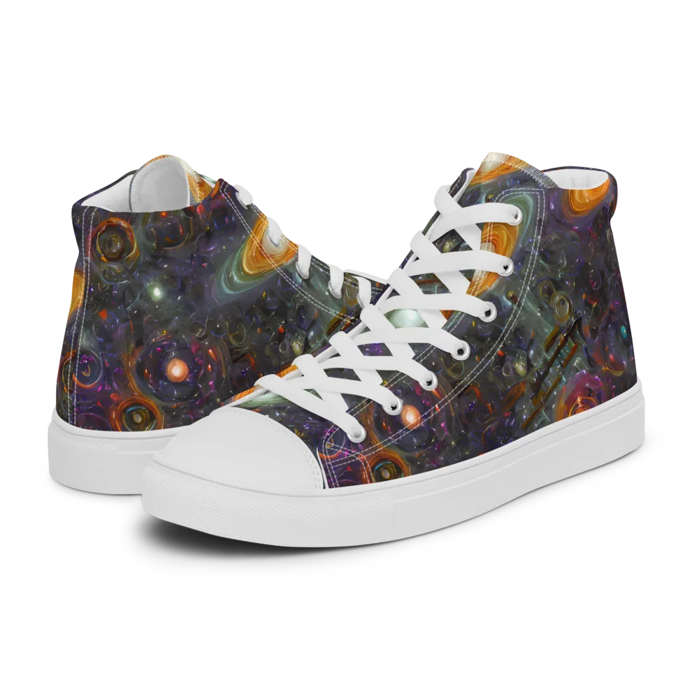 Nebula Bazaar on Men's High Top Canvas Shoes — Left