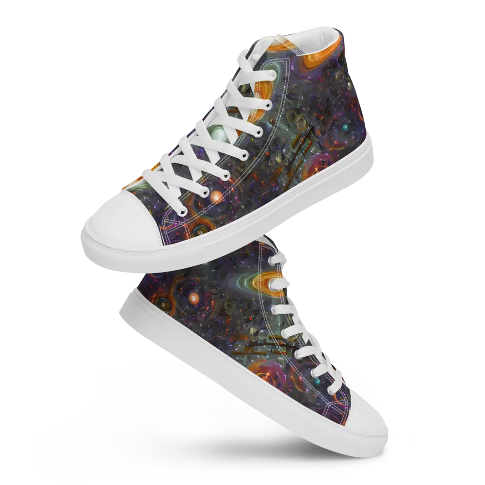 Nebula Bazaar on Men's High Top Canvas Shoes — Front