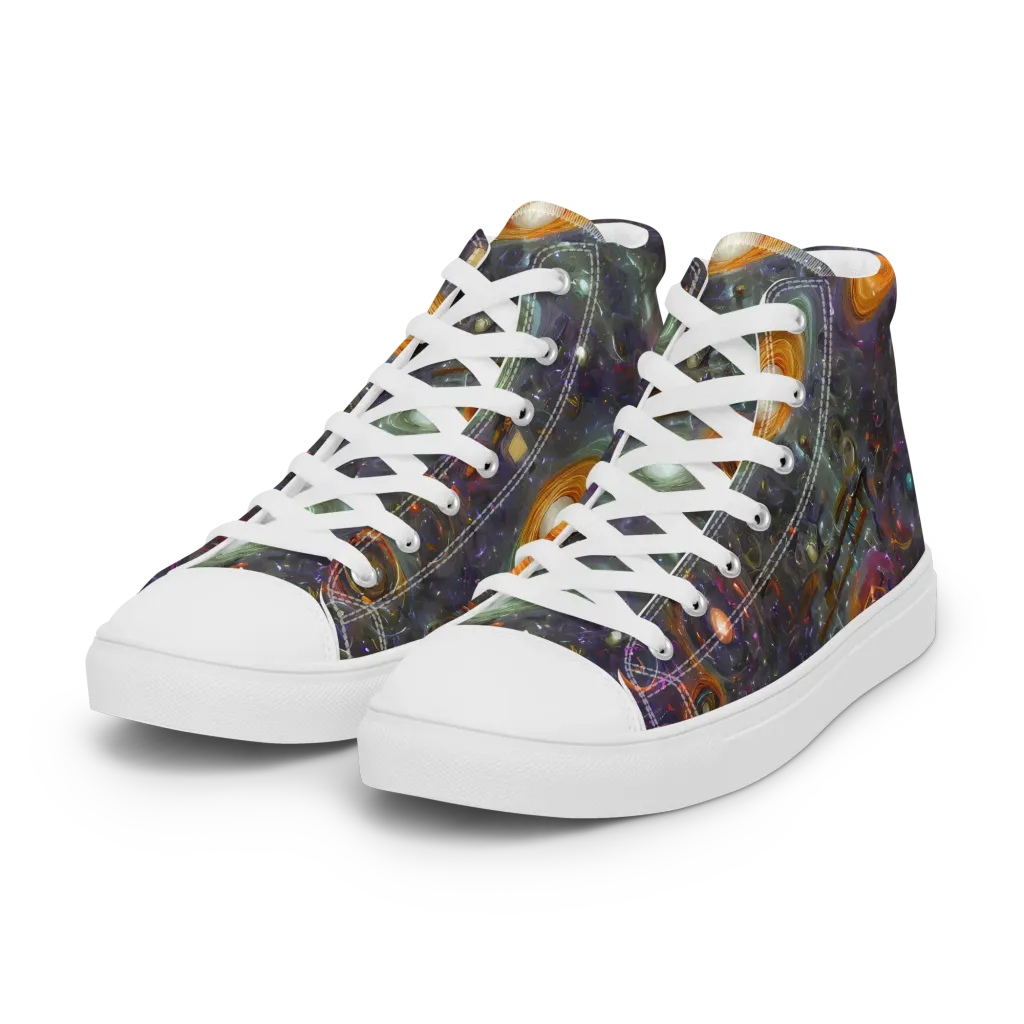 Nebula Bazaar on Women's High Top Canvas Shoes — Left Front