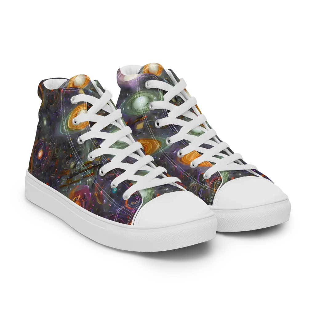 Nebula Bazaar on Women's High Top Canvas Shoes — Right Front