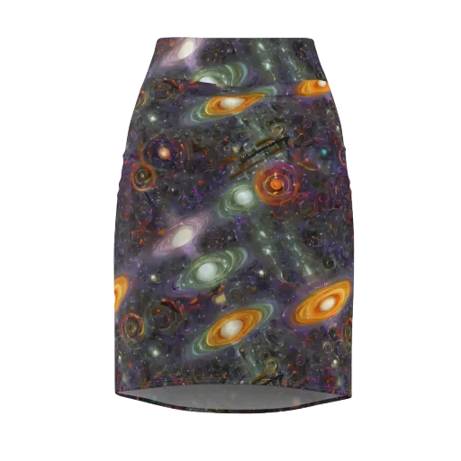 Nebula Bazaar on a Pencil Skirt