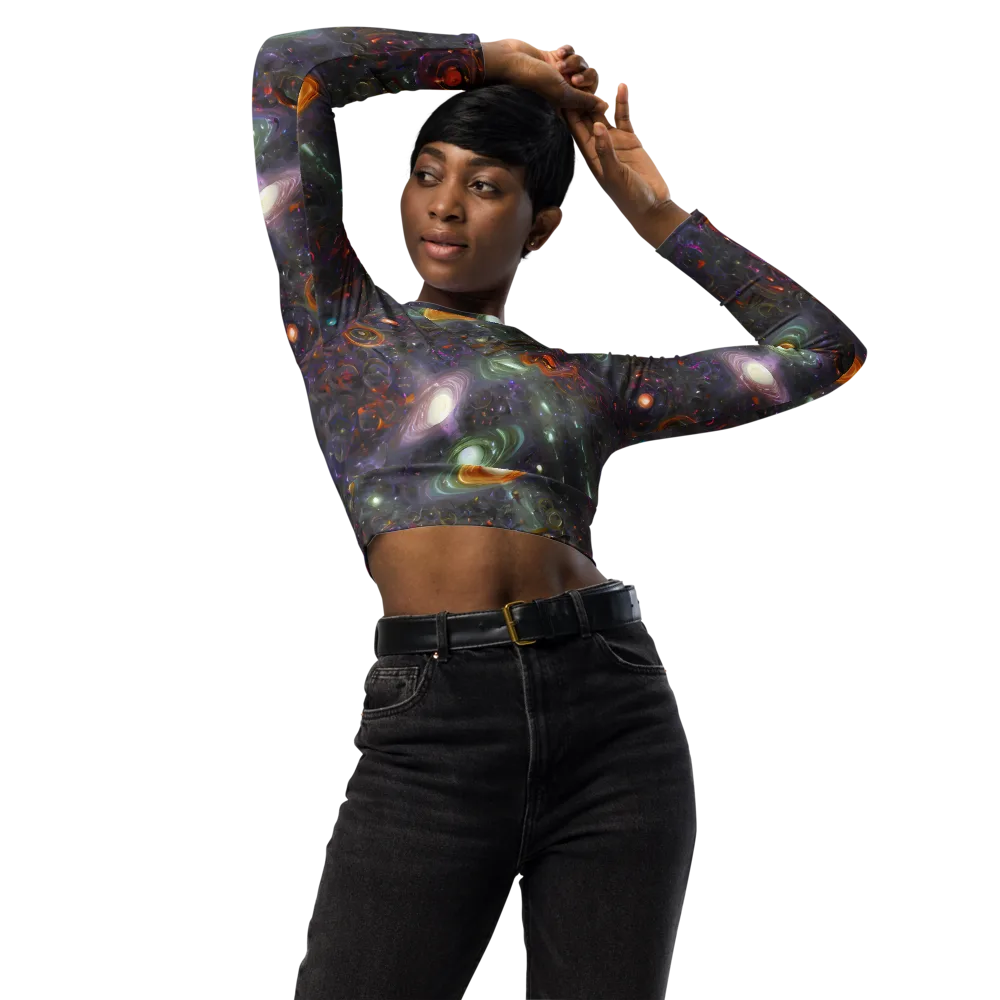 Nebula Bazaar on Long Sleeve Crop Top — Front