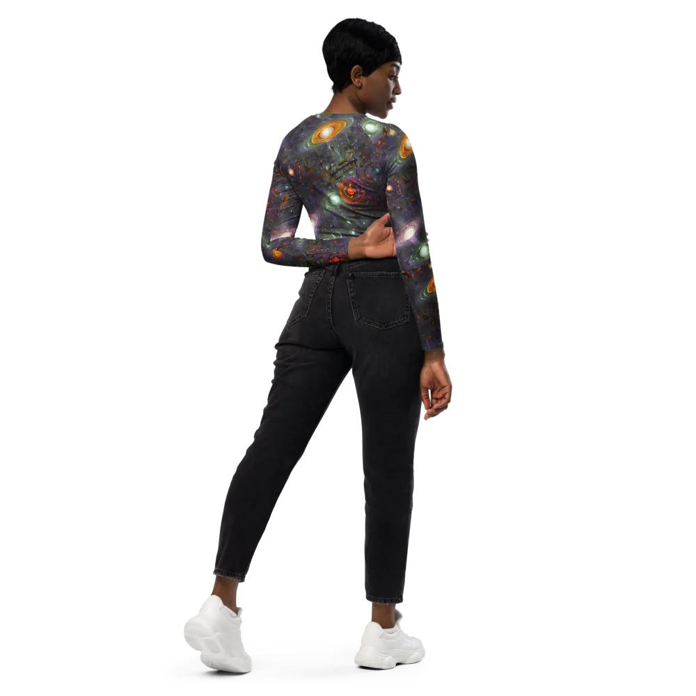 Nebula Bazaar on Long Sleeve Crop Top — Right Back