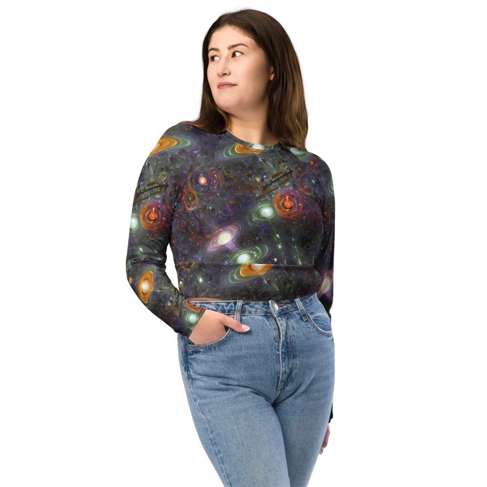 Nebula Bazaar on Long Sleeve Crop Top — Front