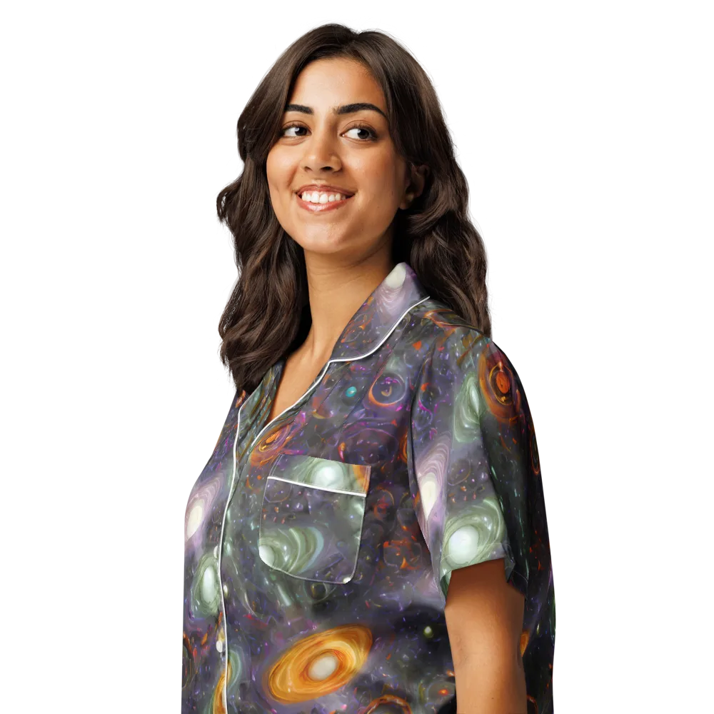 Nebula Bazaar on Women's Short Sleeve Pajama Top — Left Front