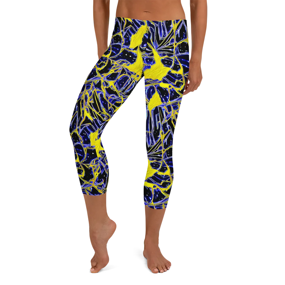 Ultramarine Shock on Capri Leggings — Front