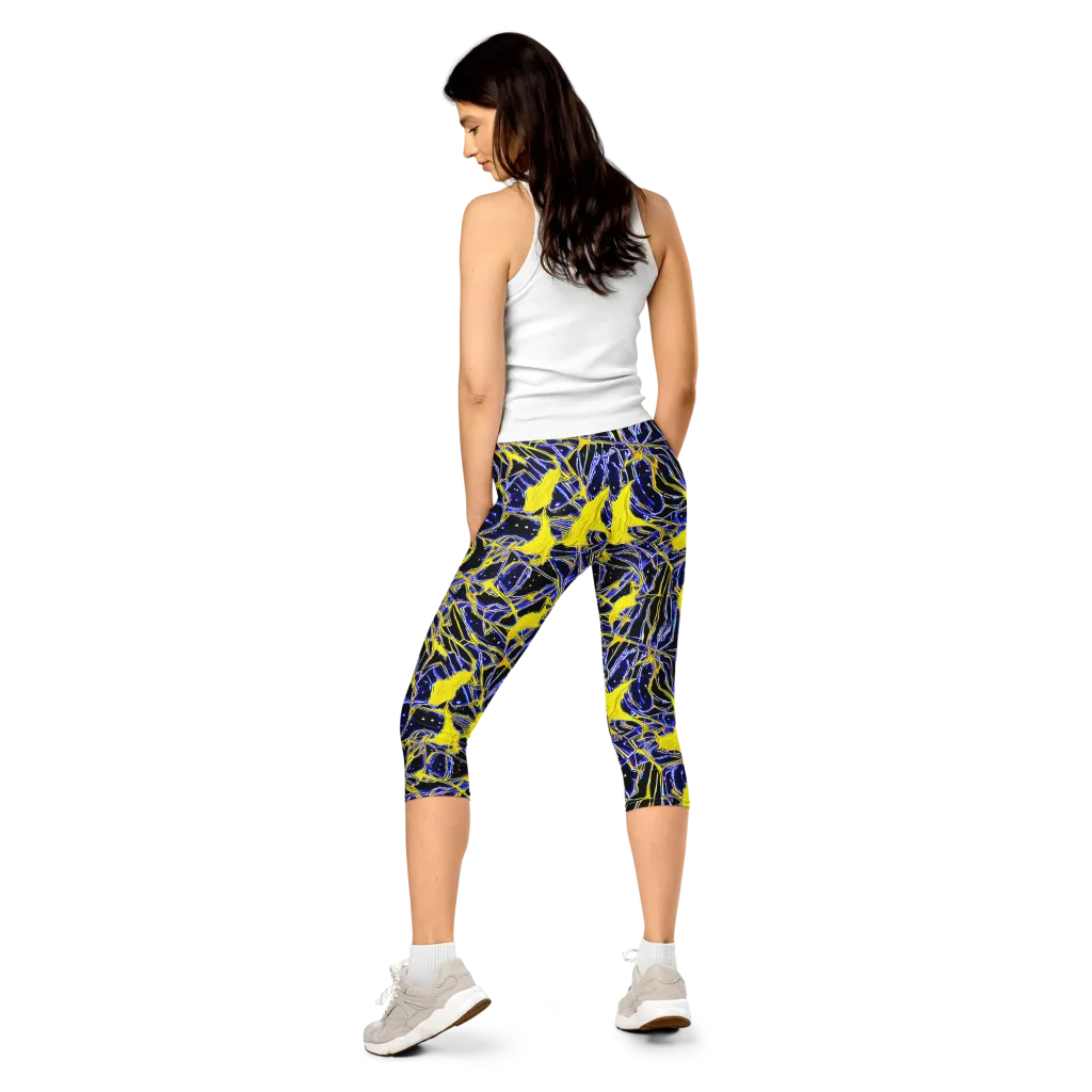 Ultramarine Shock on Capri Leggings — Back