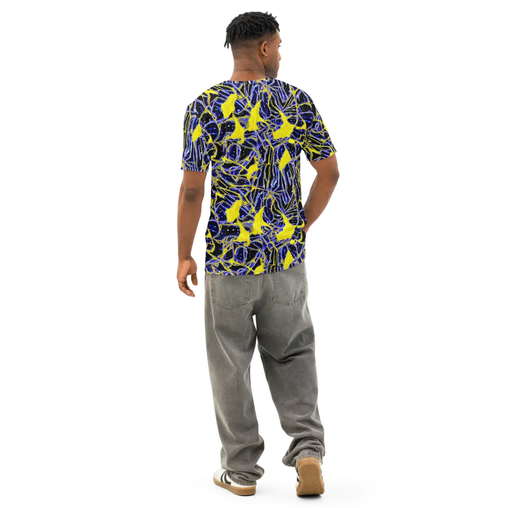 Ultramarine Shock on Men's Cotton Crew Neck T-Shirt — Back