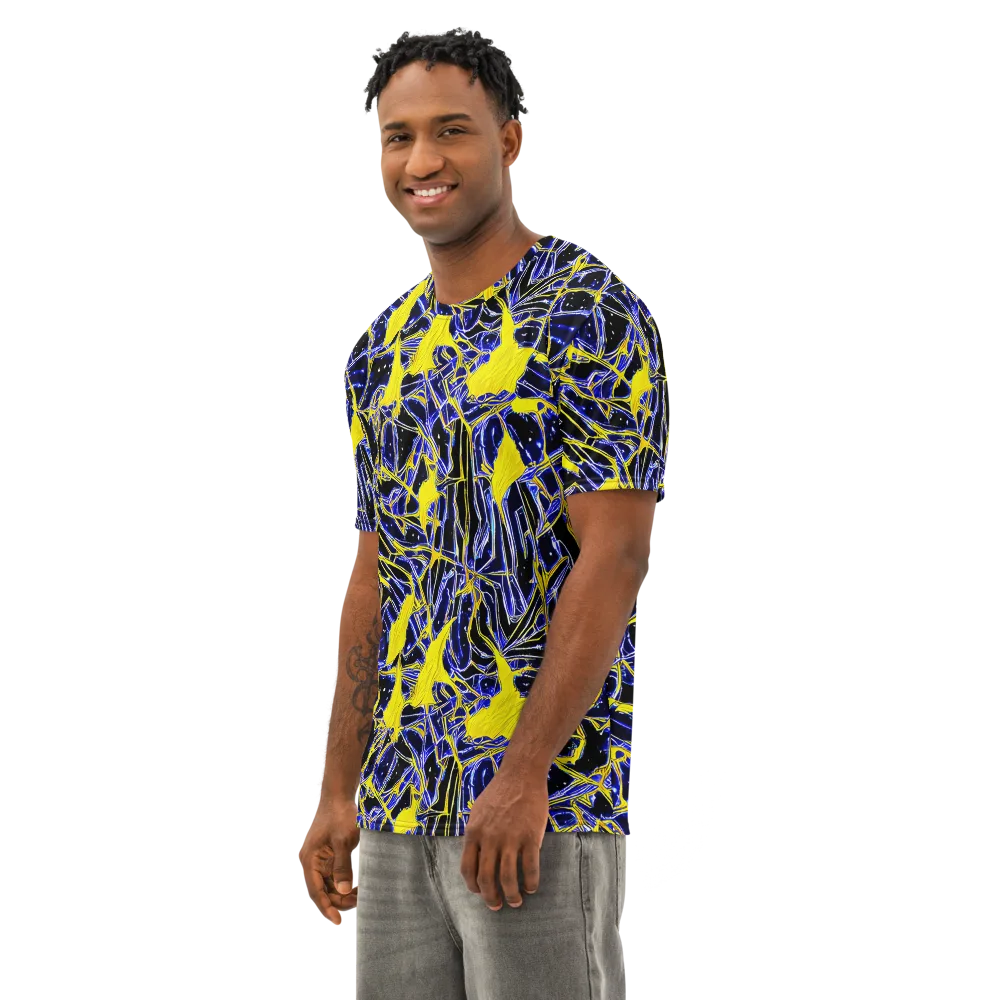 Ultramarine Shock on Men's Cotton Crew Neck T-Shirt — Left Front