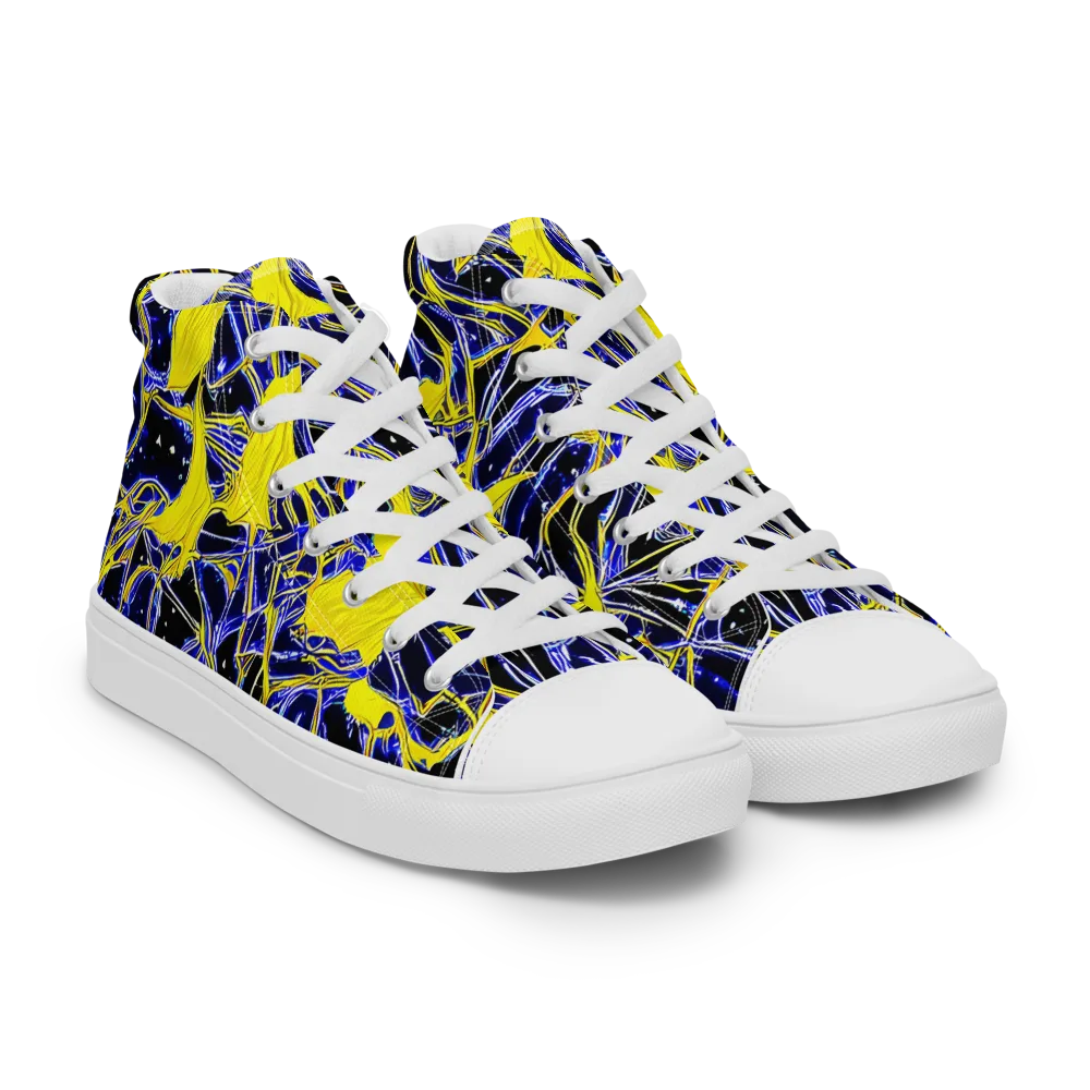 Ultramarine Shock on Men's High Top Canvas Shoes — Right Front