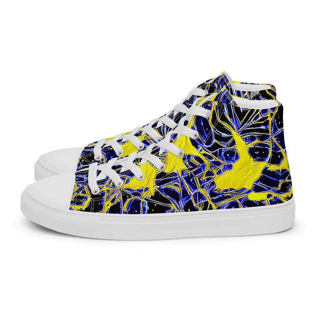 Ultramarine Shock on Men's High Top Canvas Shoes — Left