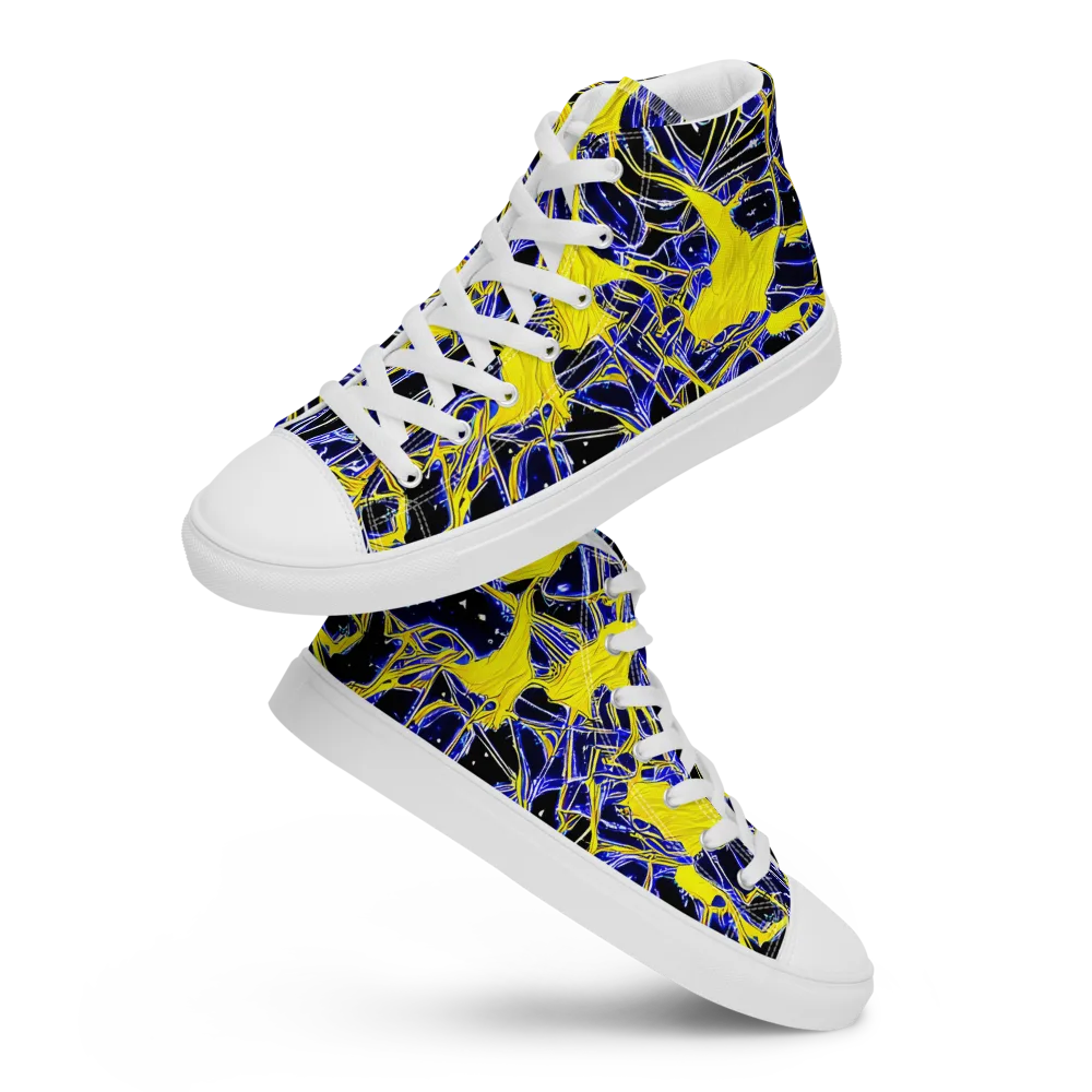 Ultramarine Shock on Men's High Top Canvas Shoes — Front