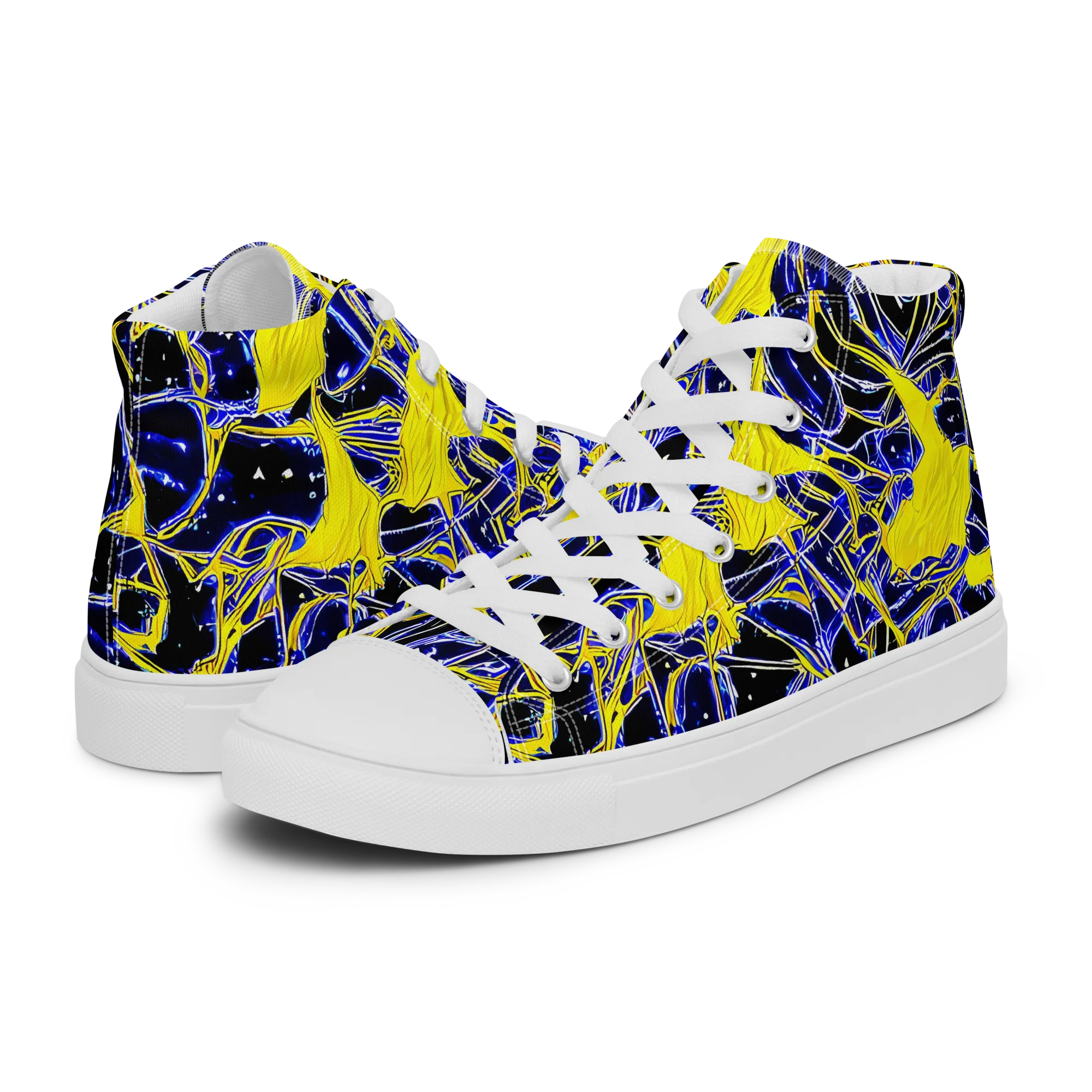 Ultramarine Shock on Women's High Top Canvas Shoes — Left