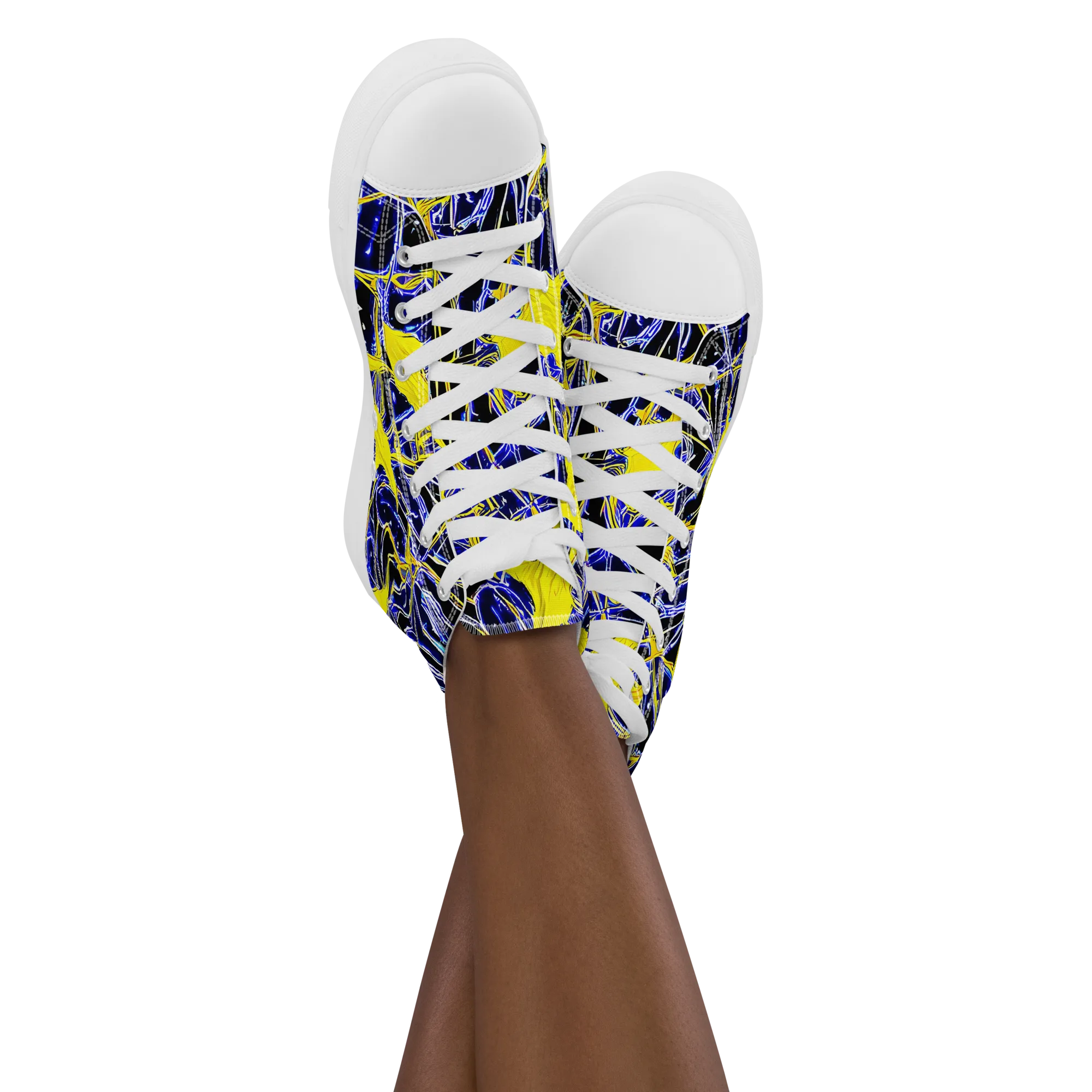 Ultramarine Shock on Women's High Top Canvas Shoes — Front