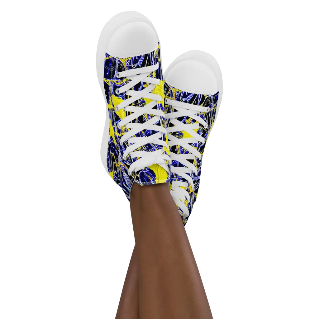 Ultramarine Shock on Women's High Top Canvas Shoes — Front