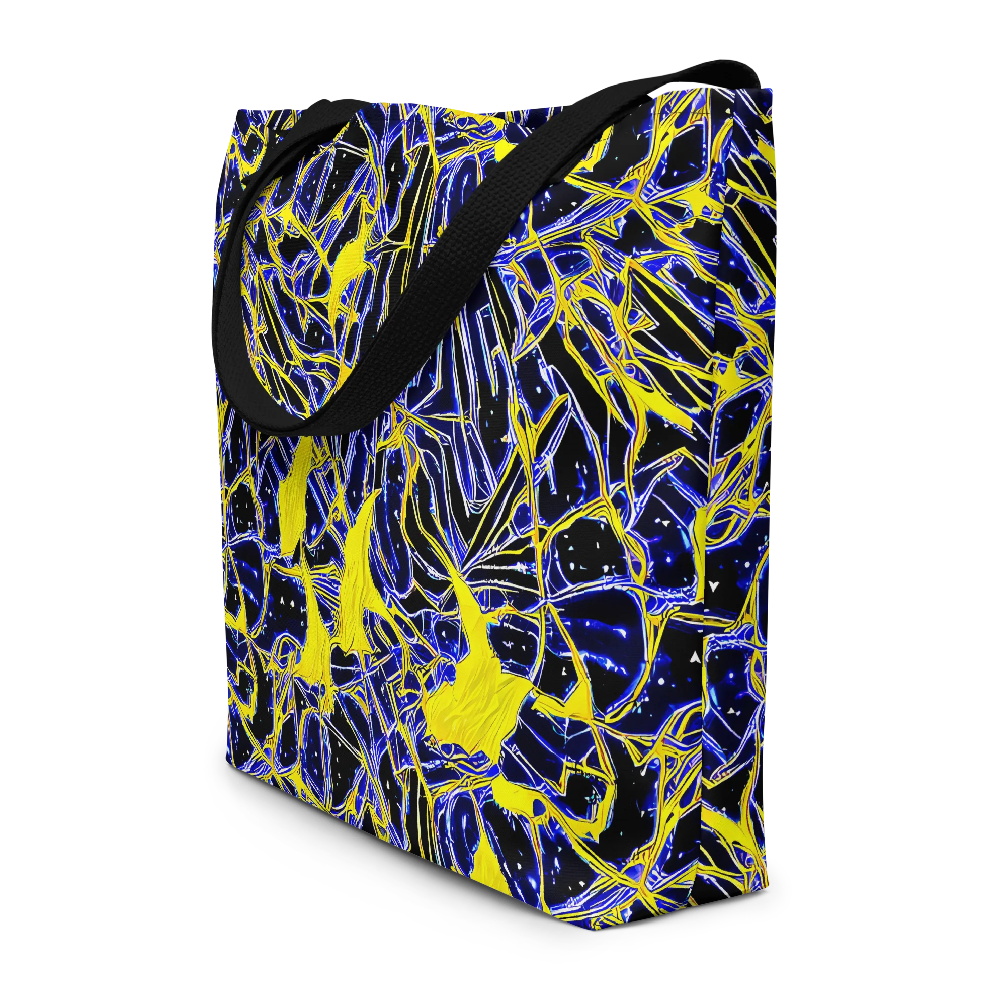 Ultramarine Shock on Large Tote Bag W/ Pocket — Front