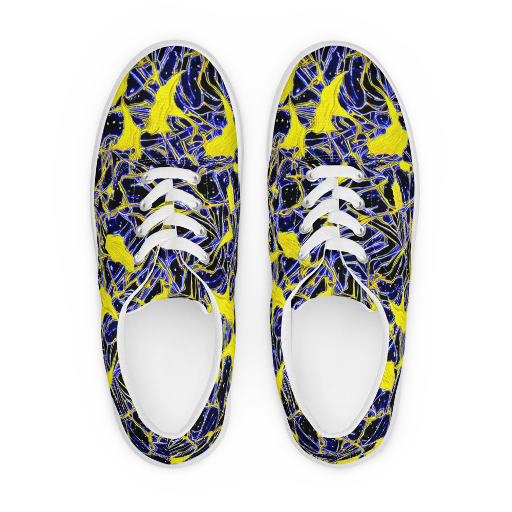 Ultramarine Shock on Men's Lace-Up Canvas Shoes — Front
