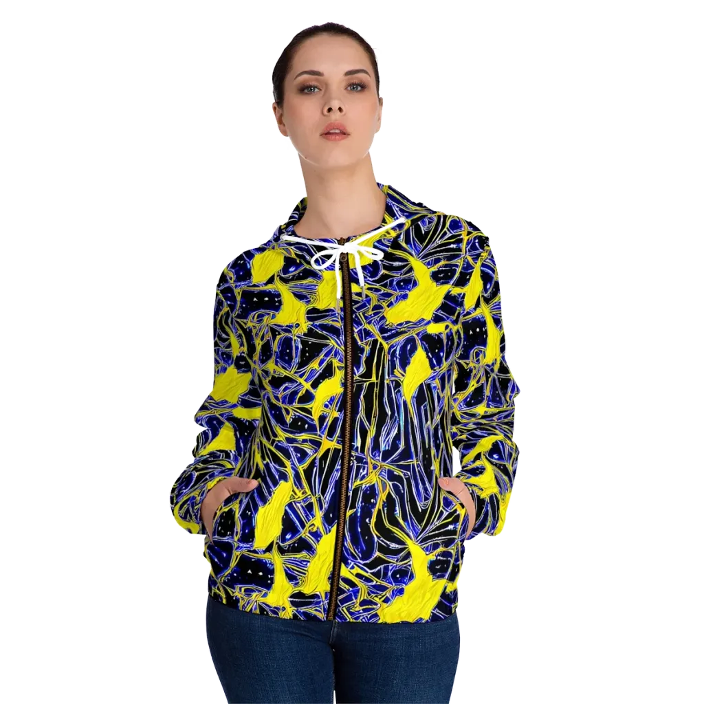 Ultramarine Shock on Women's Full-Zip Hoodie — Front On Person
