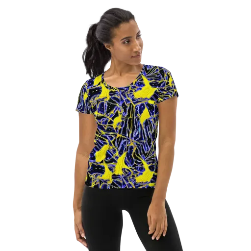 Ultramarine Shock on a Women's Athletic T-Shirt