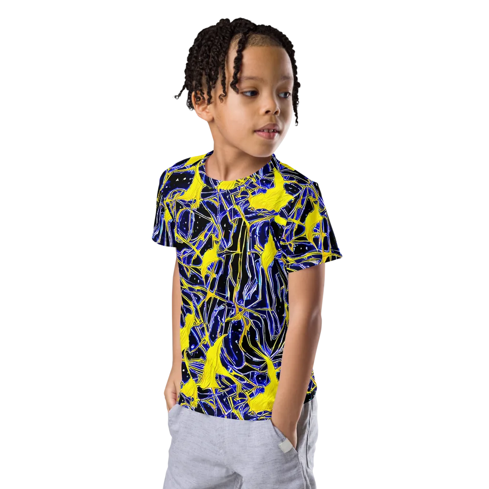 Ultramarine Shock on Kids Crew Neck T-Shirt — Left Front