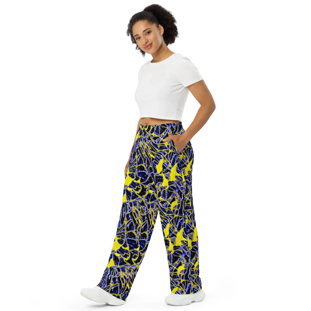 Ultramarine Shock on Wide-Leg Pants — Left Front