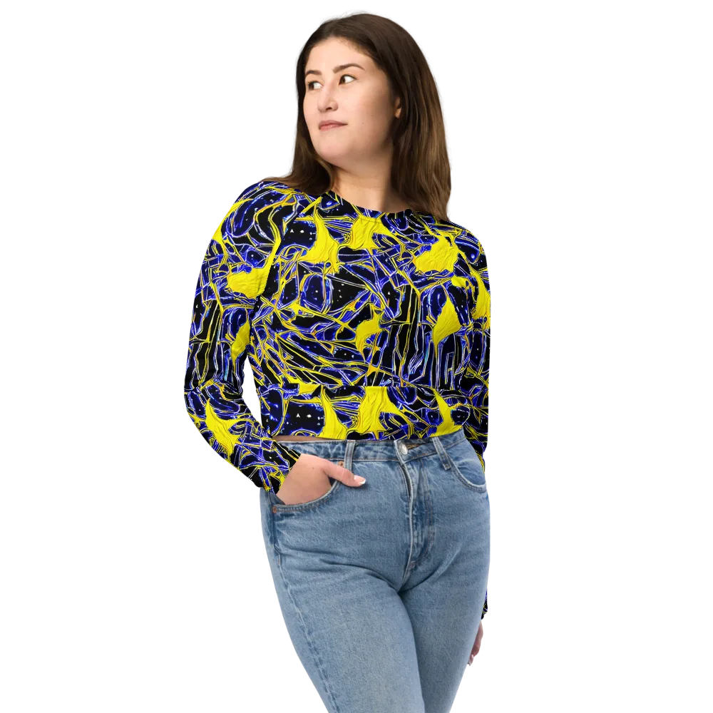 Ultramarine Shock on Long Sleeve Crop Top — Front