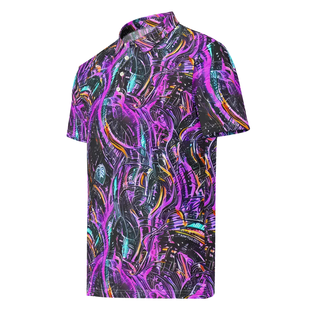 Prismatic Machine on Men's Slim Fit Polo Shirt — Left Front