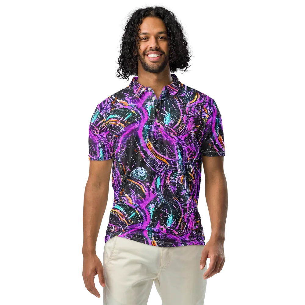 Prismatic Machine on Men's Slim Fit Polo Shirt — Front