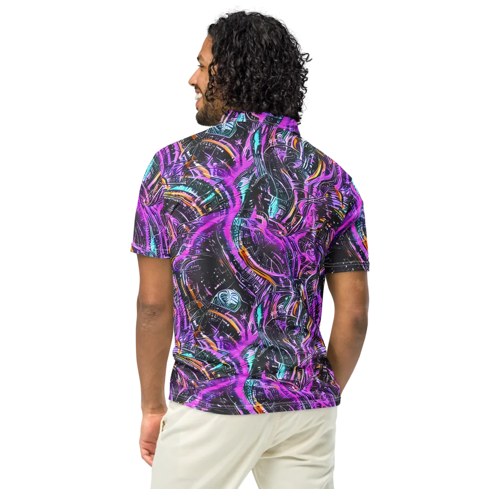 Prismatic Machine on Men's Slim Fit Polo Shirt — Back