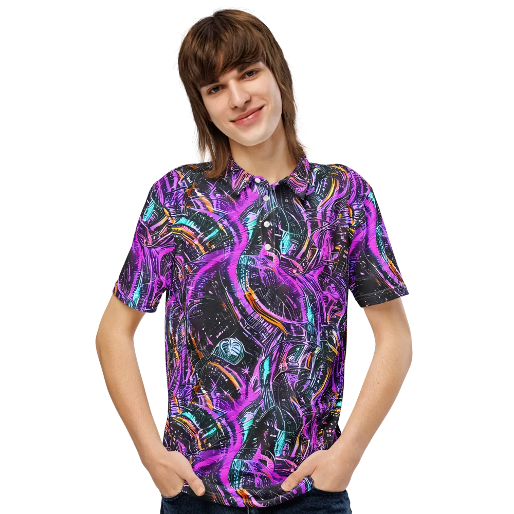 Prismatic Machine on Men's Slim Fit Polo Shirt — Front